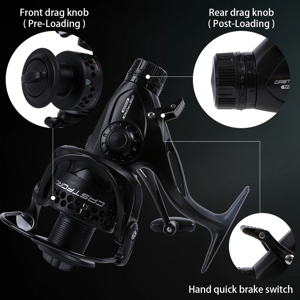 dual knob fishing reel CASTFORCE Dual Brake Spinning Fishing Reel – MiFine